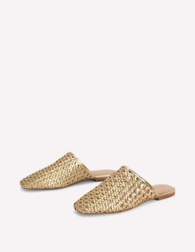 Mule Slipper Loafer Gold Weave Mule Slipper Loafer Gold Weave