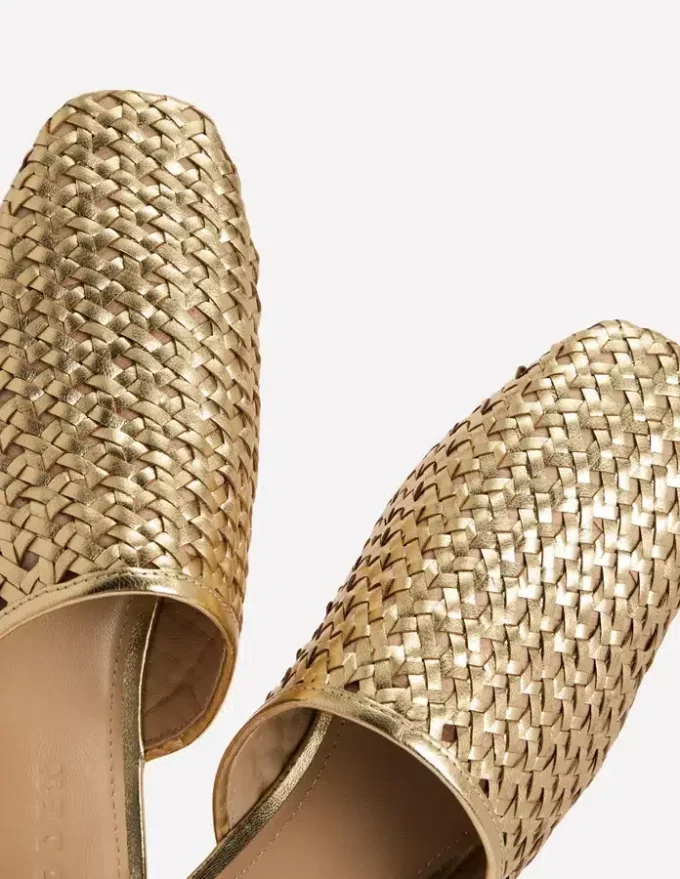 Mule Slipper Loafer Gold Weave Mule Slipper Loafer Gold Weave