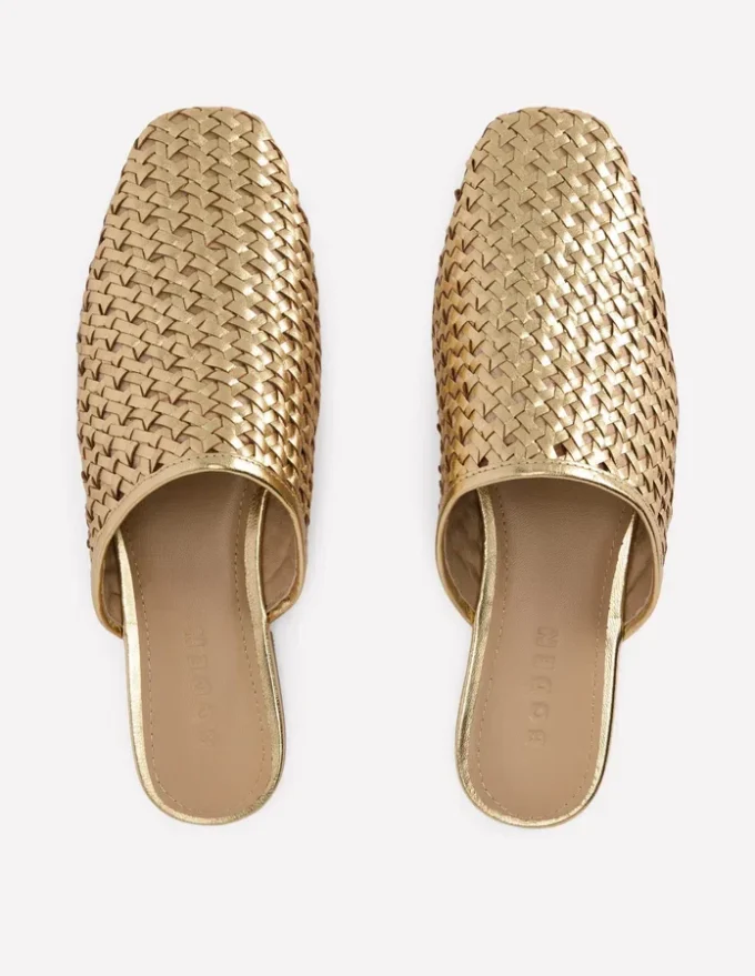 Mule Slipper Loafer Gold Weave Mule Slipper Loafer Gold Weave