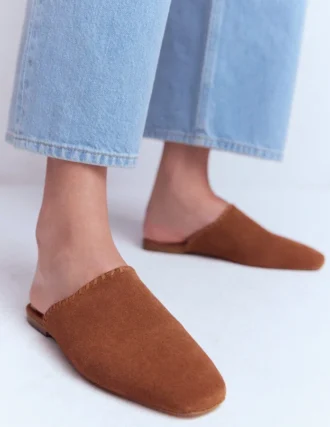 Mule Slipper Loafer Tan Suede