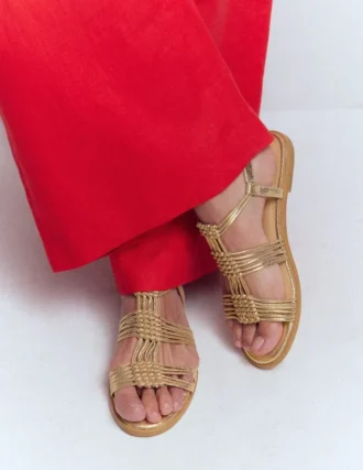 Multi Strap Knot Sandal Gold