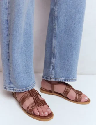 Multi Strap Knot Sandal Tan