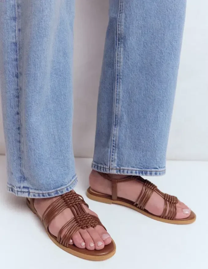 Multi Strap Knot Sandal Tan
