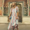 Multi Tiered Maxi Dress Multi Clipped Stripe