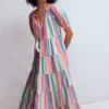 Multi Tiered Maxi Dress Multi Clipped Stripe