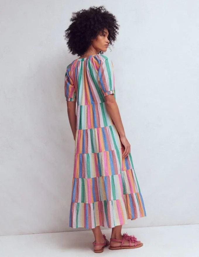Multi Tiered Maxi Dress Multi Clipped Stripe