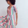Multi Tiered Maxi Dress Multi Clipped Stripe