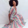 Multi Tiered Maxi Dress Multi Clipped Stripe