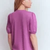 Mya Short Sleeve Smocked Shirt Clover Purple Mya Short Sleeve Smocked Shirt Clover Purple