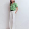 Mya Short Sleeve Smocked Shirt Mint Green, Blossom grove Mya Short Sleeve Smocked Shirt Mint Green, Blossom grove