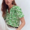 Mya Short Sleeve Smocked Shirt Mint Green, Blossom grove Mya Short Sleeve Smocked Shirt Mint Green, Blossom grove