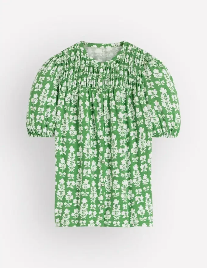 Mya Short Sleeve Smocked Shirt Mint Green, Blossom grove Mya Short Sleeve Smocked Shirt Mint Green, Blossom grove