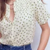 Mya Short Sleeve Smocked Shirt Papyrus, Painted Dot Mya Short Sleeve Smocked Shirt Papyrus, Painted Dot