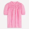 Mya Short Sleeve Smocked Shirt Pink Punch and Ivory Stripe Mya Short Sleeve Smocked Shirt Pink Punch and Ivory Stripe