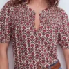 Mya Short Sleeve Smocked Shirt Strawberry Pink,Flower Lattice
