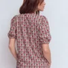 Mya Short Sleeve Smocked Shirt Strawberry Pink,Flower Lattice