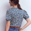 Mya Short Sleeve Smocked Shirt True Navy, Dainty Blooms Mya Short Sleeve Smocked Shirt True Navy, Dainty Blooms
