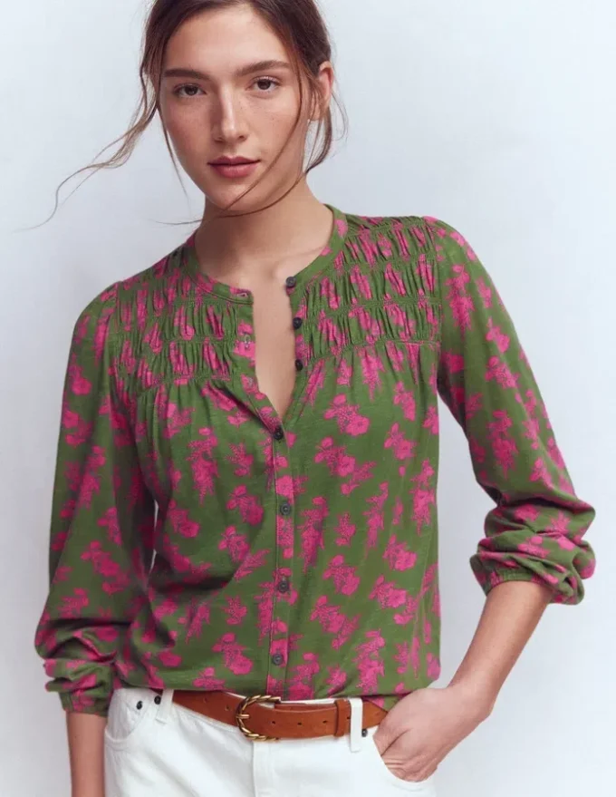 Mya Smocked Jersey Shirt Blossomy Sprig Mya Smocked Jersey Shirt Blossomy Sprig