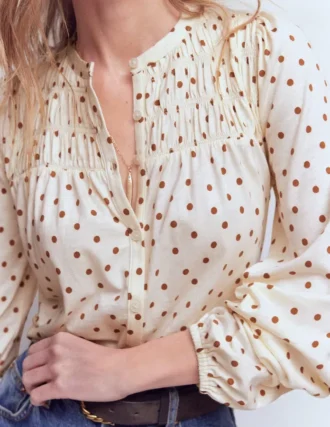 mya smocked jersey shirt ginger painted spot 2 330x427 - Mya Smocked Jersey Shirt Ginger, Painted Spot