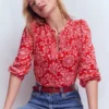 Mya Smocked Jersey Shirt Salsa, Decorative Blossom Mya Smocked Jersey Shirt Salsa, Decorative Blossom