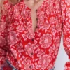 Mya Smocked Jersey Shirt Salsa, Decorative Blossom Mya Smocked Jersey Shirt Salsa, Decorative Blossom