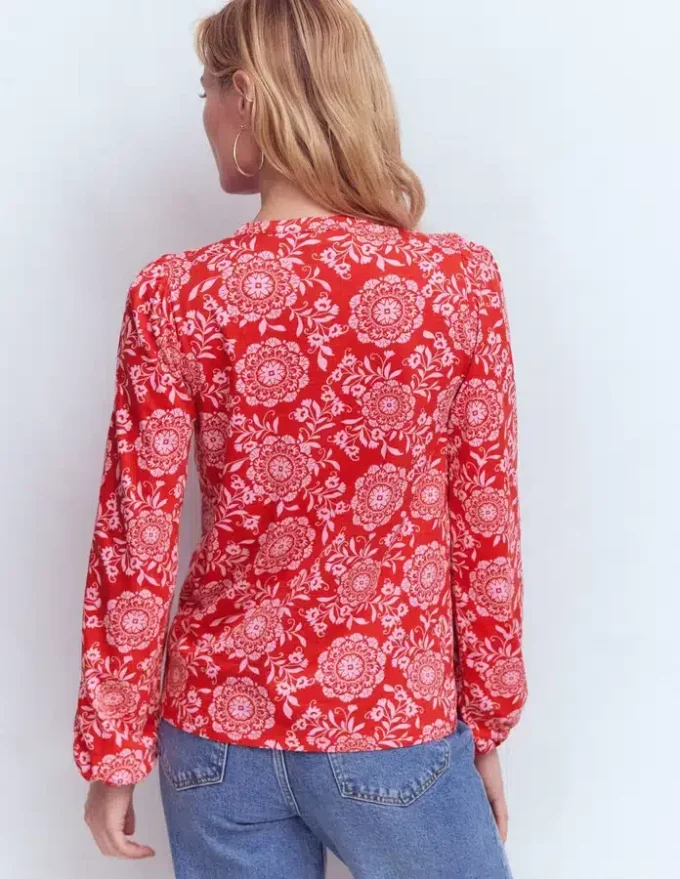 Mya Smocked Jersey Shirt Salsa, Decorative Blossom Mya Smocked Jersey Shirt Salsa, Decorative Blossom