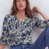 Mya Smocked Jersey Shirt True Navy, Shadow Blossom Mya Smocked Jersey Shirt True Navy, Shadow Blossom