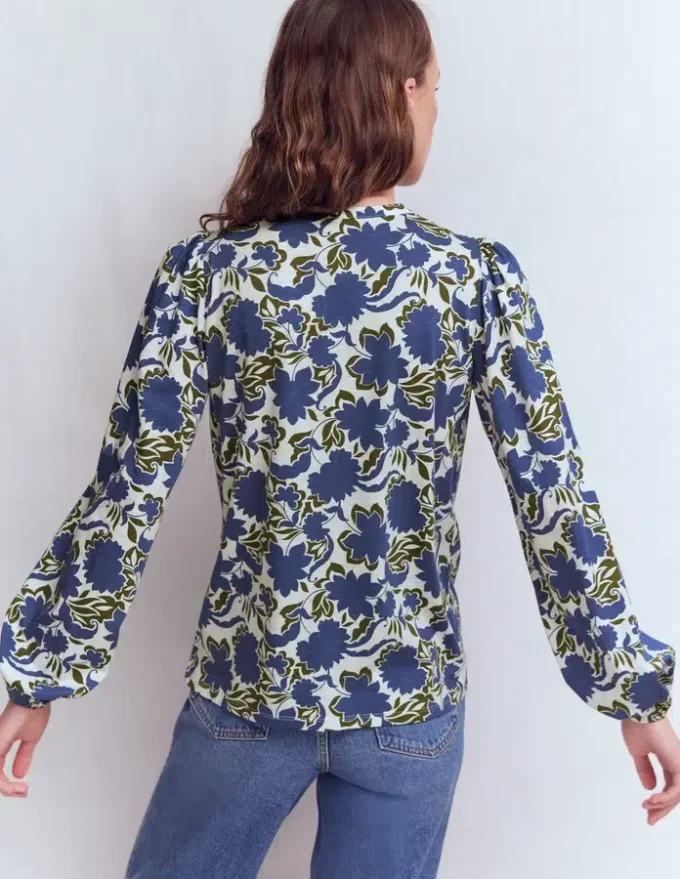 Mya Smocked Jersey Shirt True Navy, Shadow Blossom Mya Smocked Jersey Shirt True Navy, Shadow Blossom