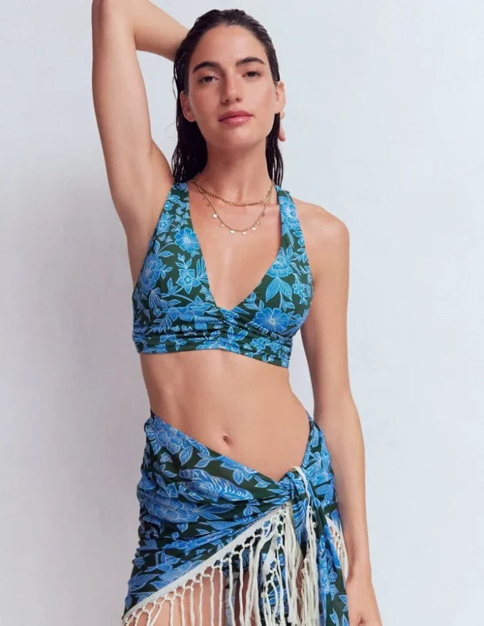 Mykonos Deep V Bikini Top Dark Green, Paradise