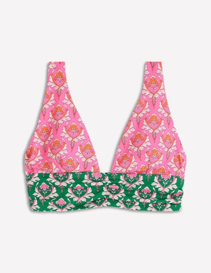 Mykonos Deep V Bikini Top Multi, Ornamental Stamp