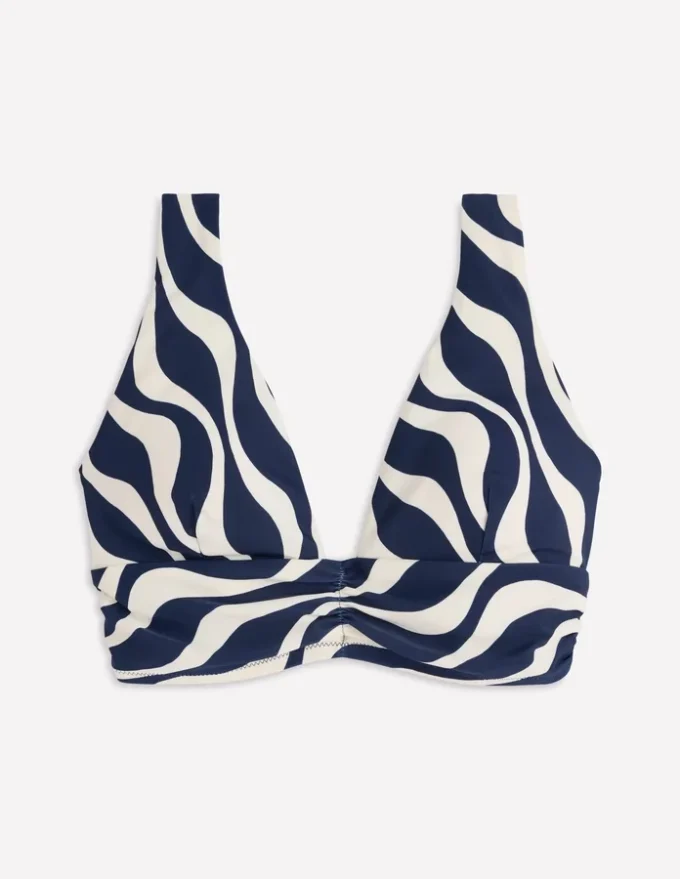 Mykonos Deep V Bikini Top Navy, Rhythmic wave