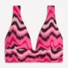 Mykonos Deep V Bikini Top Pink, Zig zag wave