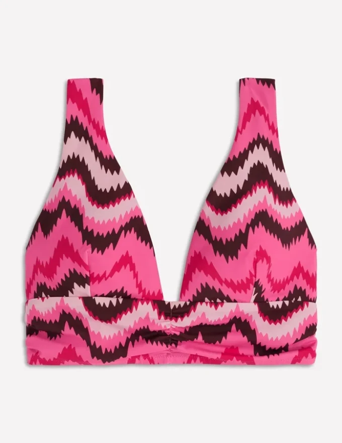 Mykonos Deep V Bikini Top Pink, Zig zag wave
