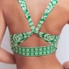 Mykonos Deep V Bikini Top Rich emerald, ornate floret