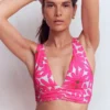 Mykonos Deep V Bikini Top Sangria Sunset, Daisy Blossom