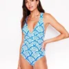 Mykonos Deep V Swimsuit Cerulean Blue, Blossomy