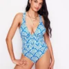 Mykonos Deep V Swimsuit Cerulean Blue, Blossomy