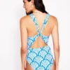 Mykonos Deep V Swimsuit Cerulean Blue, Blossomy
