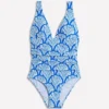 Mykonos Deep V Swimsuit Cerulean Blue, Blossomy