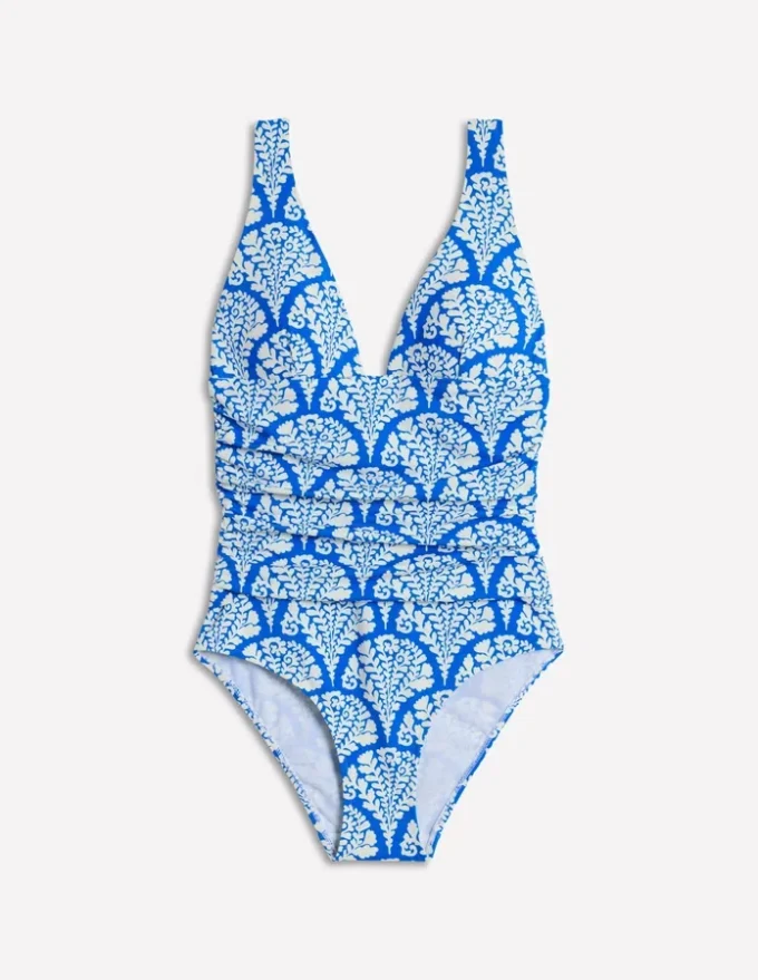 Mykonos Deep V Swimsuit Cerulean Blue, Blossomy