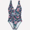 Mykonos Deep V Swimsuit Dark Blue, Botanical Trail Mykonos Deep V Swimsuit Dark Blue, Botanical Trail