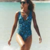 Mykonos Deep V Swimsuit Dark Green, Paradise Mykonos Deep V Swimsuit Dark Green, Paradise