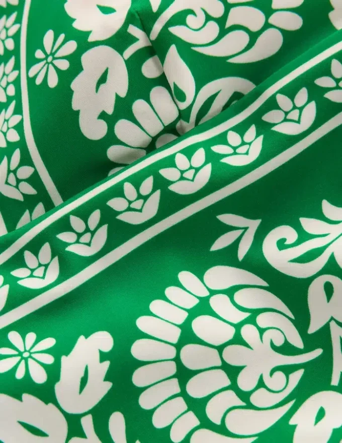 Mykonos Deep V Swimsuit Green, Ornate Floret Mykonos Deep V Swimsuit Green, Ornate Floret