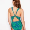 Mykonos Deep V Swimsuit Green, Structured Meadow