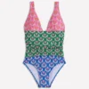Mykonos Deep V Swimsuit Multi, Ornamental Stamp Mykonos Deep V Swimsuit Multi, Ornamental Stamp
