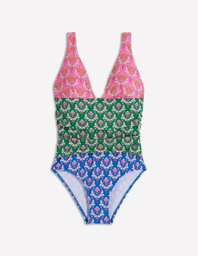 Mykonos Deep V Swimsuit Multi, Ornamental Stamp Mykonos Deep V Swimsuit Multi, Ornamental Stamp