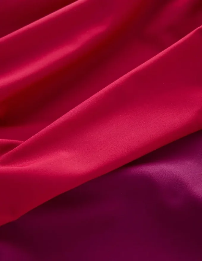 Mykonos Deep V Swimsuit Red, Colour Block