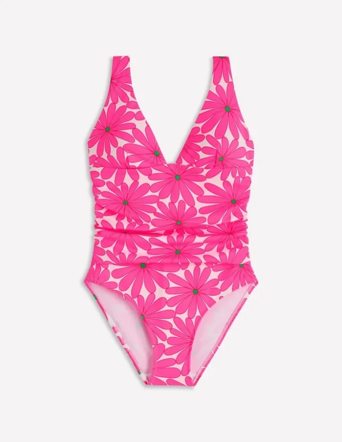 Mykonos Deep V Swimsuit Sangria Sunset, Daisy Blossom