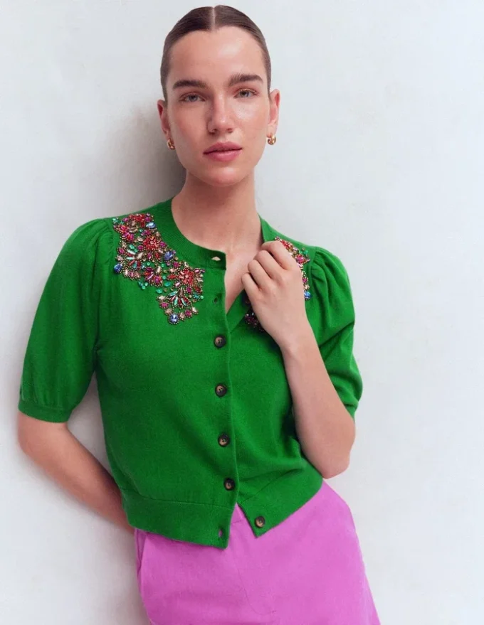 Nadia Embellished Cardigan Green Nadia Embellished Cardigan Green