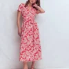 Naomi Jersey Midi Dress Blood Orange, Elegant Blossom Naomi Jersey Midi Dress Blood Orange, Elegant Blossom